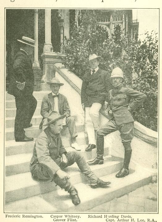 The phrase “Remember the Maine” became the rallying chant leading up to the Spanish-American War after the USS Maine was sunk in Havana Harbor after a large explosion in 1898. Pictured are war correspondents who stayed at the Tampa Bay Hotel leading 