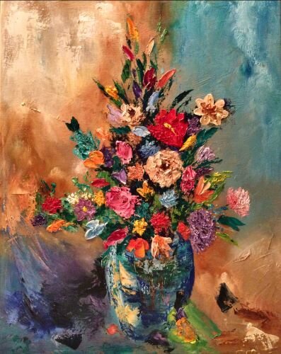 Joyful Blooms is an oil on canvas by Joni Mitchell featured in the PAVA 022 Annual Members’ Awards Exhibit.