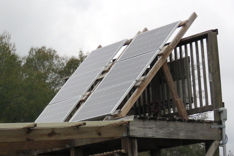 The solar panels used to power well water pumps.