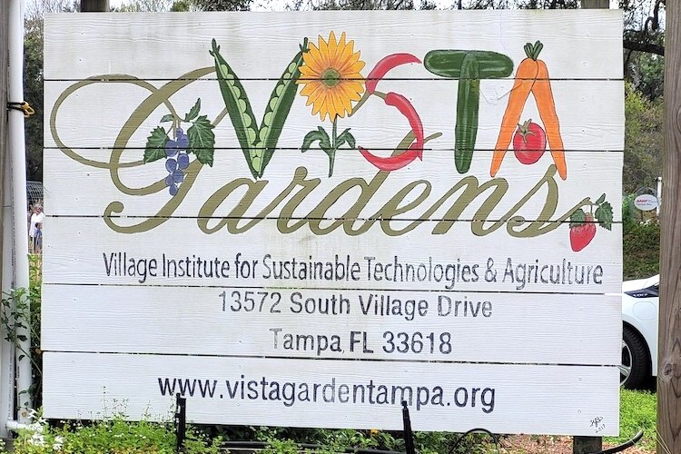 The sign that welcomes all to Hillsborough County’s First Community Garden Park.