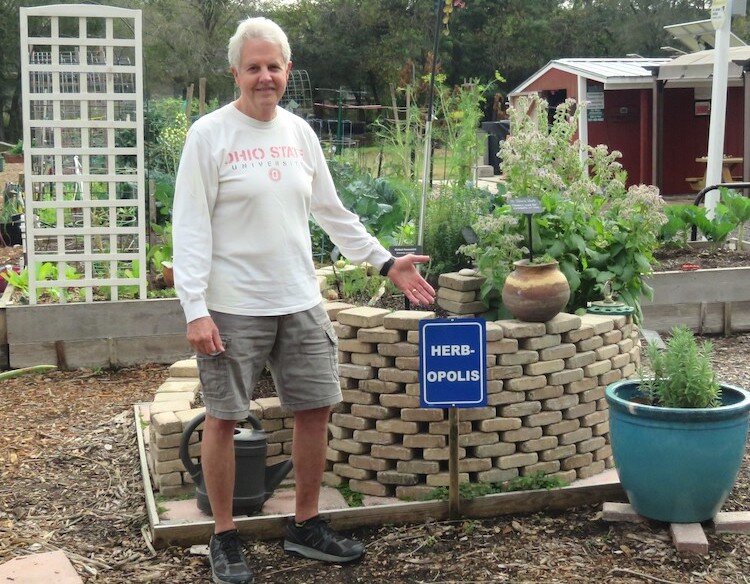 Jerry Wentzel, a retired civil engineer, who took advantage of pandemic downtime, built this herb spiral bed nicknamed “Herbopolis” which is inspired by parking garages he’s designed.