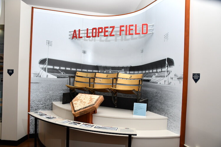 A few original seats saved from Al Lopez Field.