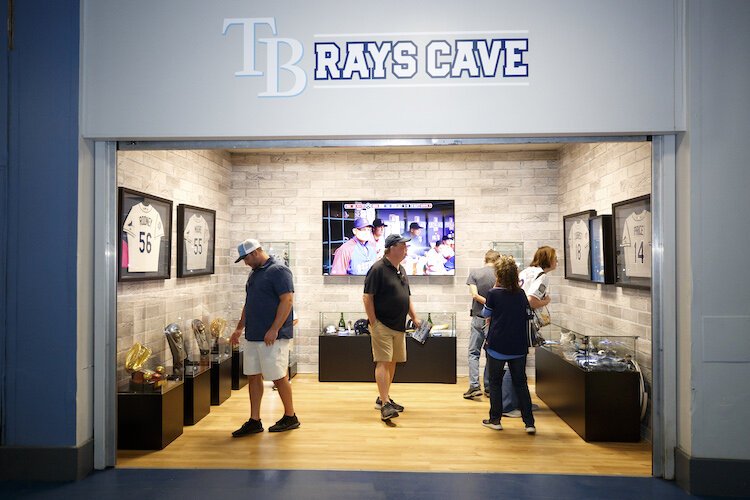 Fans tour the new Rays Museum on Opening Day, April 8, 2022, as the Rays win over Baltimore.