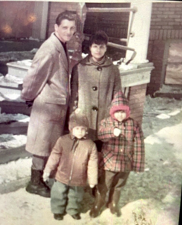 The Bello family, Angel and Angela with children Ana and Jose, in Chicago in 1967 after they immigrated from Cuba.