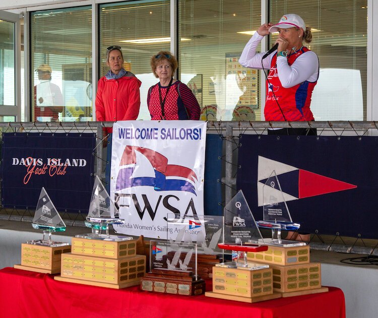 Trophies await the winners of the latest Florida Women Sailing Association race.