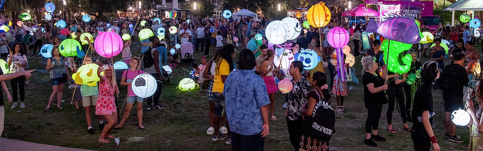 People gather in Waterworks Park with their lanterns and wait to walk to Curtis Hixon Park  for the first Riverfest Lantern Parade in Tampa.