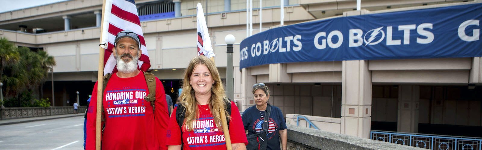 Olivia Terry help​ed​ lead ​the ​Carry the Load ​march down ​Tampa's ​Bayshore Boulevard. She honored​​ ​the memory of ​her dad​, Steve, a former U.S. Army member and firefighter.