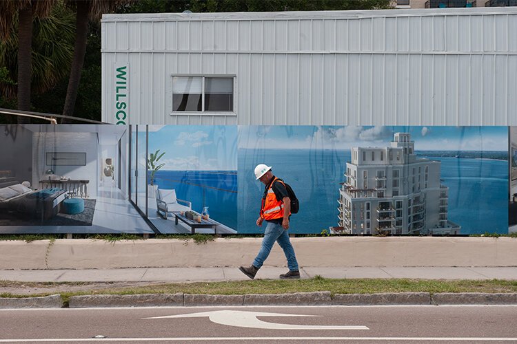 A worker at the site of Hyde Park House Bayshore. 