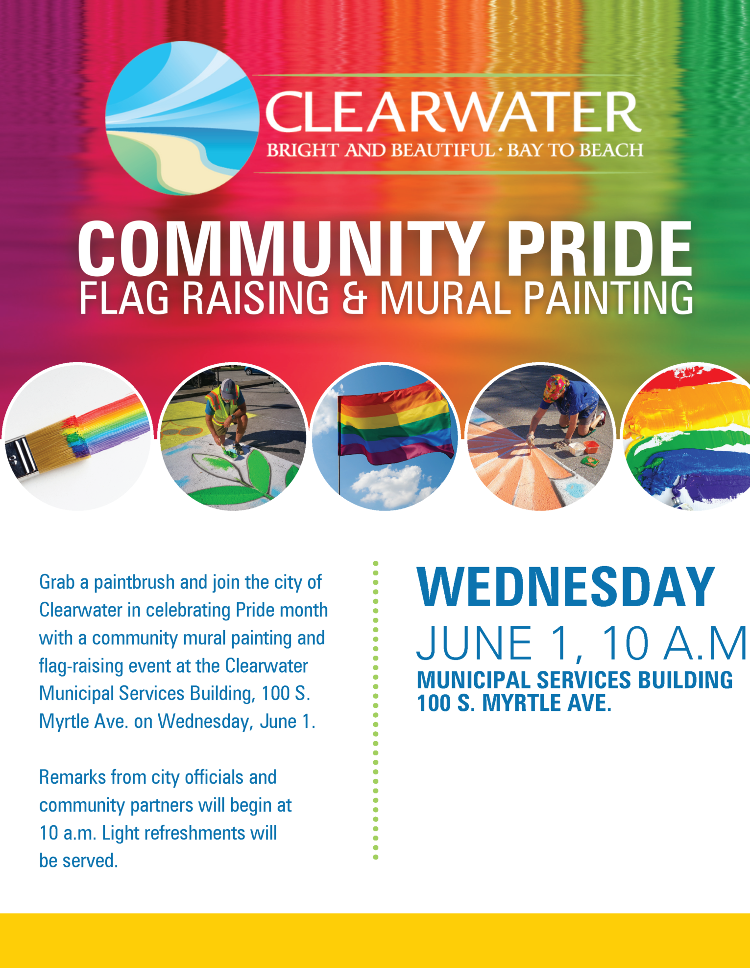Clearwater starts Pride Month with a Pride flag raising and mural painting Wednesday, June 1.