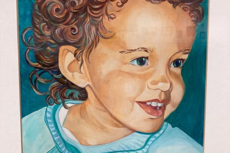 “Good morning, Sunshine” by Jennifer Thomas Houdeshell on display in the "Precious Faces" exhibition at the Carrollwood Cultural Center.