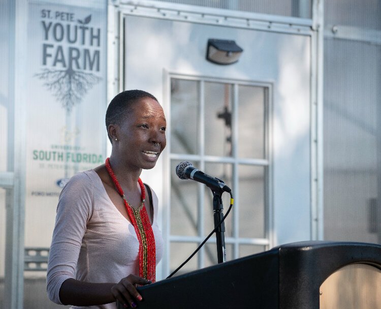 Winnie Mulamba, the sustainability planner for the USF St. Pete campus, discusses the positive community impact of the St. Pete Youth Farm.