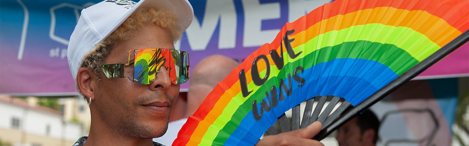  Daniel Bergfeld used a hand held fan to help keep cool this years St Pete Pride Parade. Bergfeld, from St Petersburg, was attending his first St Pete Pride Parade.