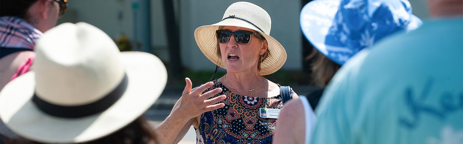 Clearwater Art Alliance President Roberta Klar leads a group on a walking tour to see some of the public art in downtown Clearwater. The tours are scheduled on the third Saturday of each month. Go to www.clearwaterartsalliance.org for information.