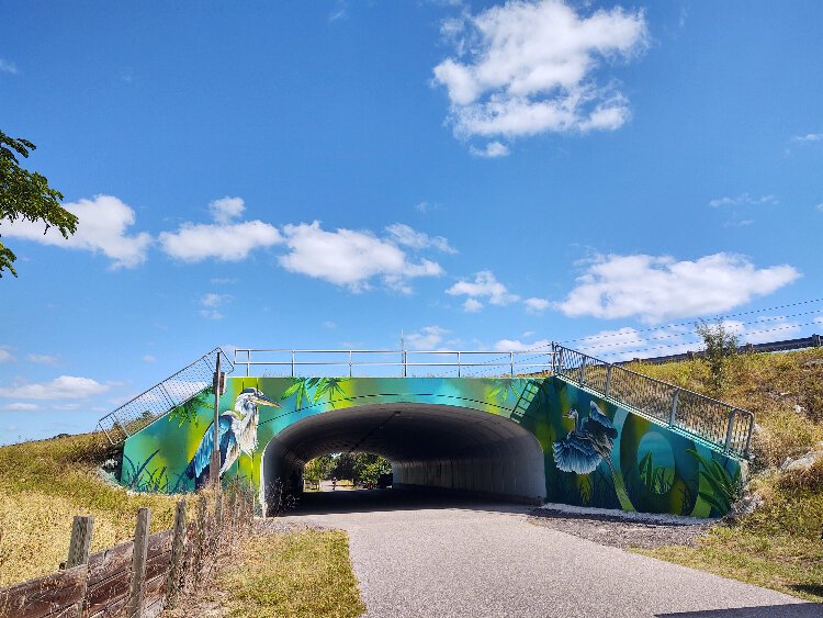 Local artist Taylor Smith's "Wetland Heron" mural at Wall Springs Park in Palm Harbor is part of a mural project Creative Pinellas has launched along the Pinellas Trail in conjunction with Pinellas County government. 