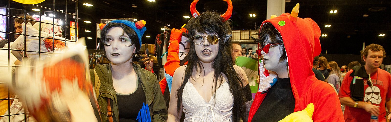 Sofia March, Ava Williams and Hearken Hughes traveled from Cape Coral to attend Tampa Bay Comic Con dressed as Nepeta Leijon, Vriska Serket and Terezi Pyrope.