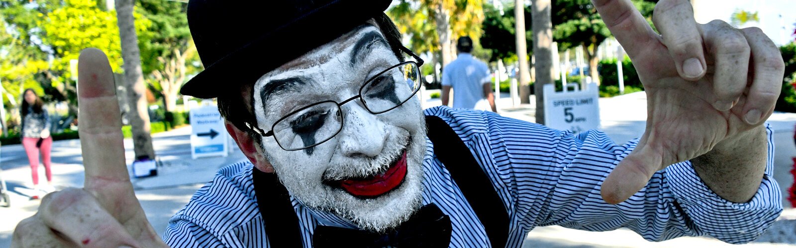 You never know who will pop up in front of your viewfinder at the St Pete Pier, whether a mime, a musician or a performer.