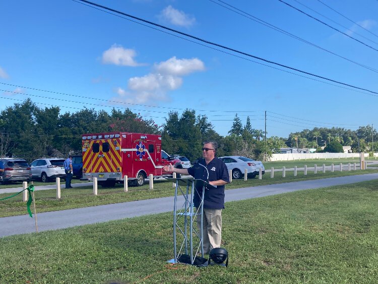 Pinellas County Commission Chairman Charlie Justice at the August 5th ribbon-cutting for the Clearwater-Palm Harbor segment of the Pinellas Duke Energy Trail.