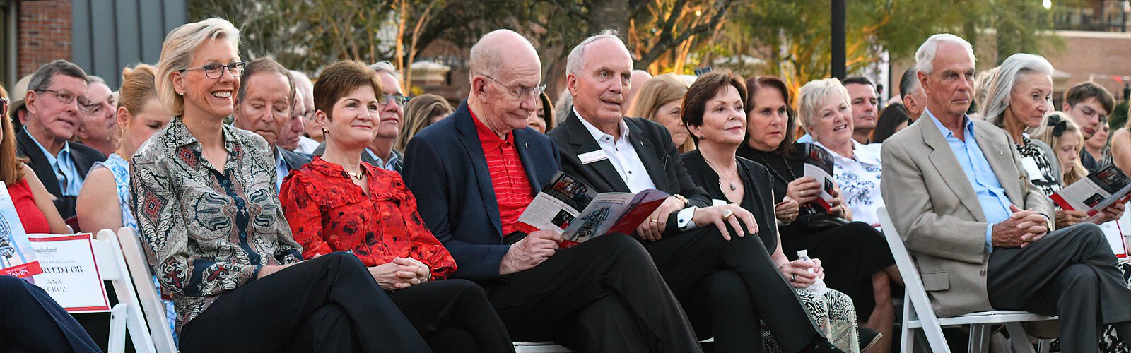 Joined by Tampa Mayor Jane Castor, UT supporters Susan and John Sykes and UT President Ron Vaughn and wife Renée attend the dedication concert that brings their vision to a triumphant conclusion.
