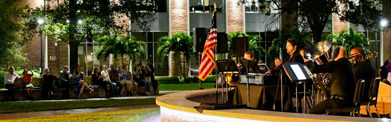  An instrumental orchestra accompanies the bells played by pianist Josh Cessna for the grand finale of the dedication concert of the Ars Sonora carillon on October 8th at the University of Tampa.