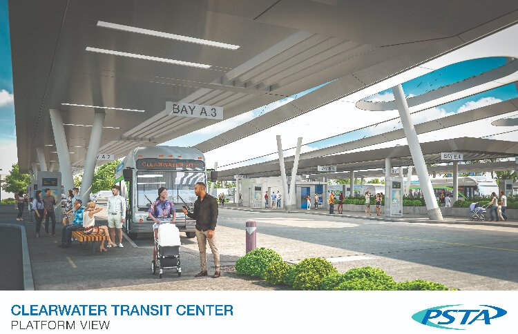 A rendering of the Clearwater Multimodal Transit Center PSTA plans off Court and Myrtle in downtown Clearwater.