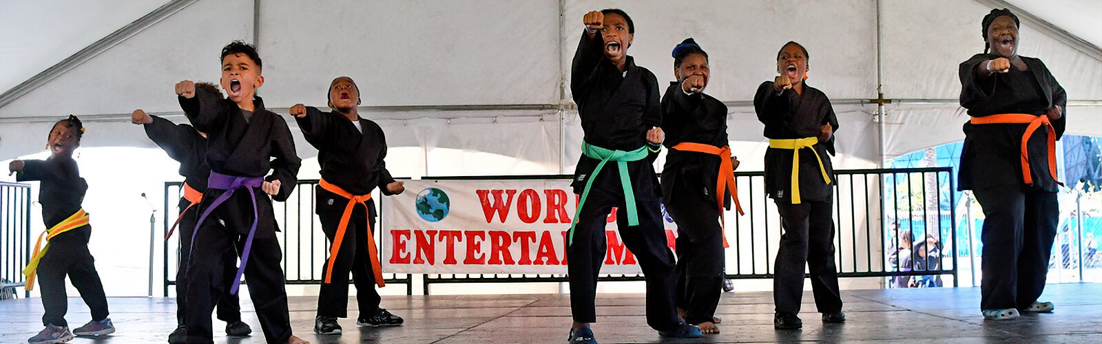 The Mighty Miracles Martial Arts members of all ages demonstrate their skills.