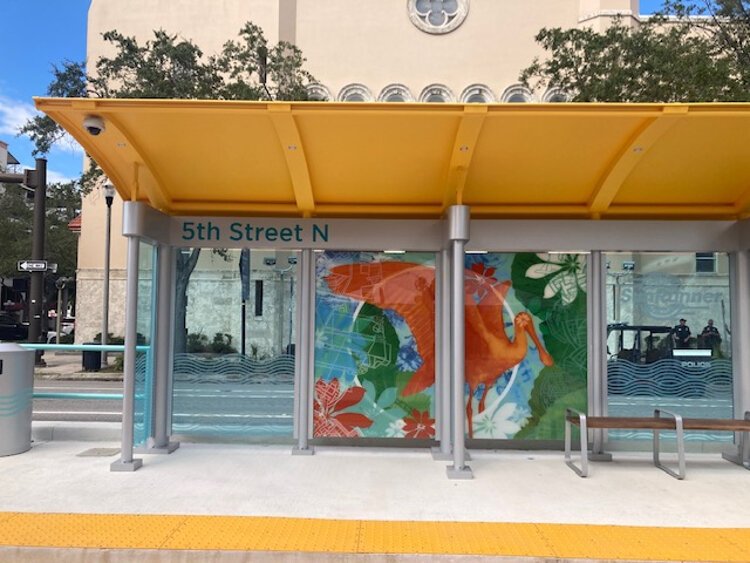 The SunRunner passenger platform at Fifth Street and First Avenue North