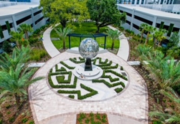 An overhead view of artist Ya La'ford's "Boulevard Flow" installation in Tampa's West River development.