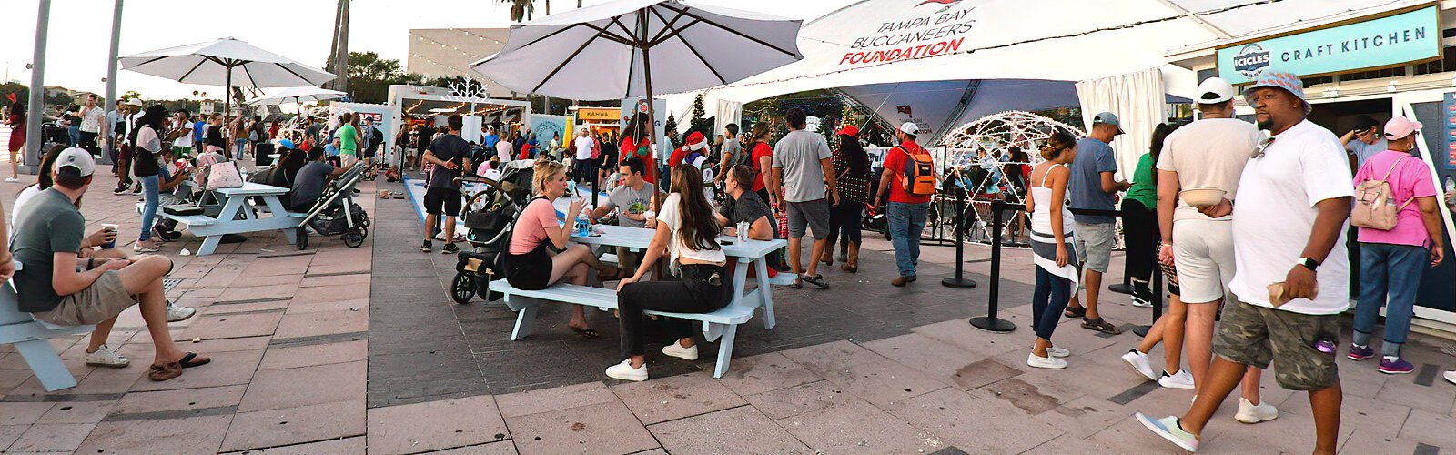 The Tampa Riverwalk at Curtis Hixon Waterfront Park is transformed with the lights, sounds and activities of the Winter Village.