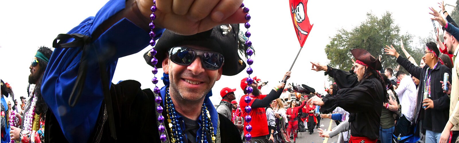 Founded in 1904, the Gasparilla Parade of Pirates is an annual tradition dear to the City of Tampa during which tons of colorful beads are handed out or tossed to the parade goers.