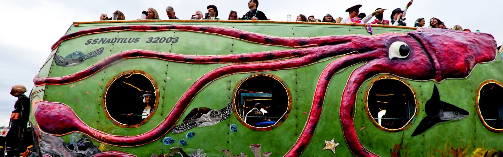 A view of the SS Nautilus float making its way down Bayshore Boulevard during Gasparilla  2023.