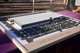 A model of Feeding Tampa Bay's future headquarters and distribution facility, which is slated to open in February 2024. 