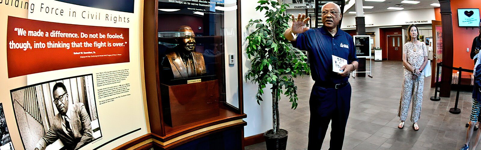 Tampa Bay History Center’s Curator of Black History Fred Hearns gives a walking tour of the Robert W. Saunders Library during Black History Month. Hearns advocated for the construction of this new building to replace the former aging building.