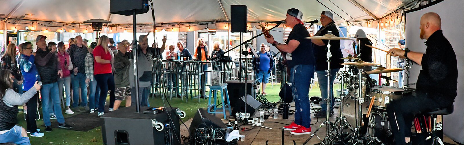 A local band entertains the patrons with lively music at the Salty Nun bar and restaurant on Central Avenue in the Grand Central District.