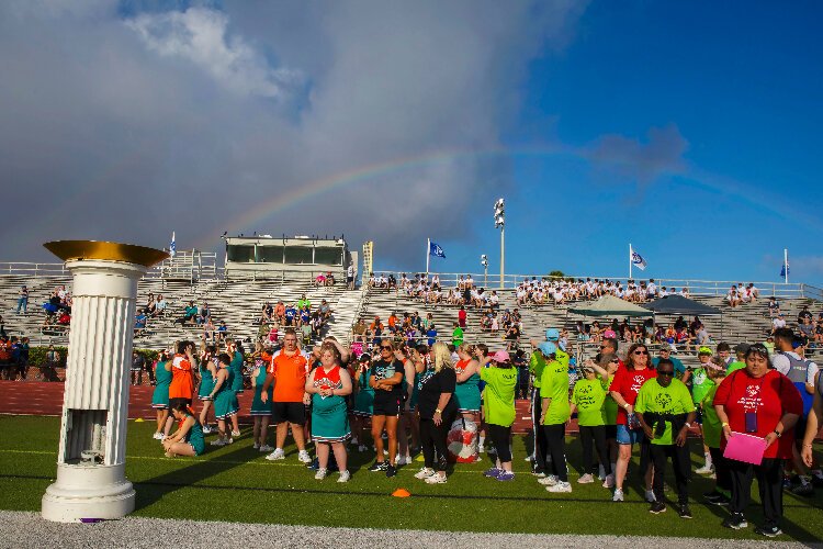 A rainbow appears at the beginning of ​the Special Olympics Hillsborough-Pinellas Summer Games at Jesuit High School on March 25th. More than 600 athletes competed in athletics, bocce, cheerleading, cycling, soccer and volleyball.
