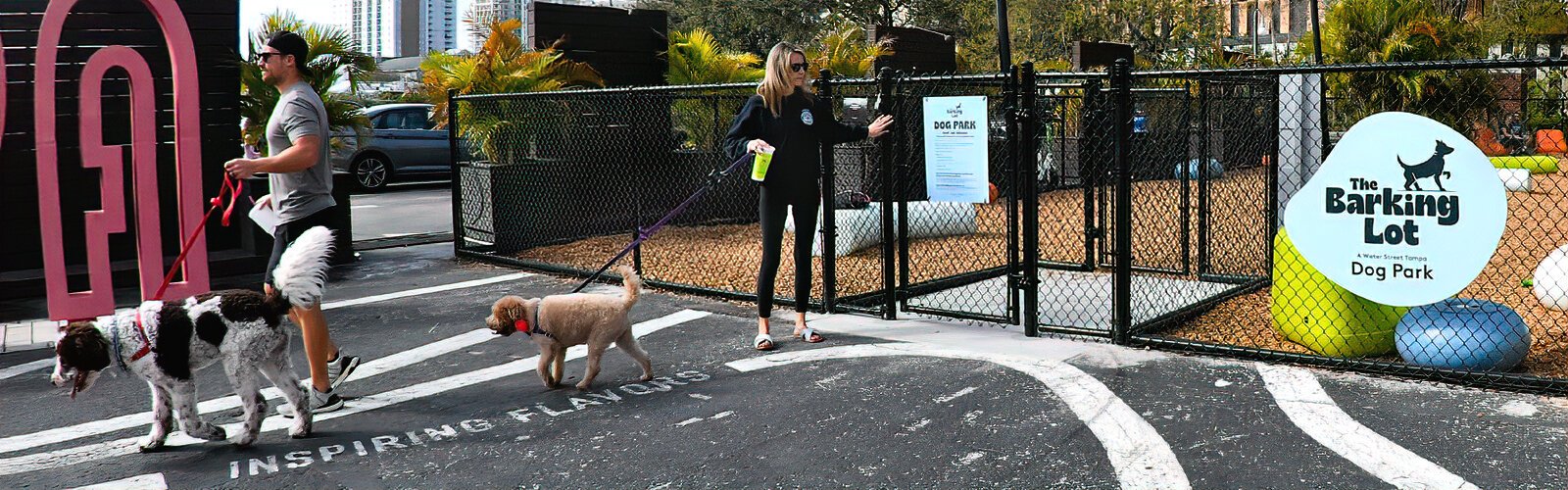 The brand-new Barking Lot dog park is the new lounge and hangout spot for dog lovers and their pooches in this very dog-friendly neighborhood.