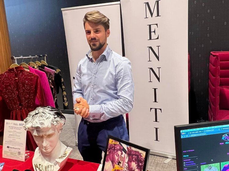 Marcus Menniti, who has launched fashion house MENNITI, at the Lowth Entrepreneurship Center New Venture Expo.