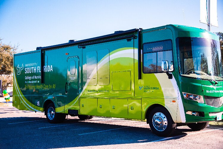 The USF Health Mo-Bull Nurse Medical Clinic is a rolling mobile clinic that will take health care into the community.