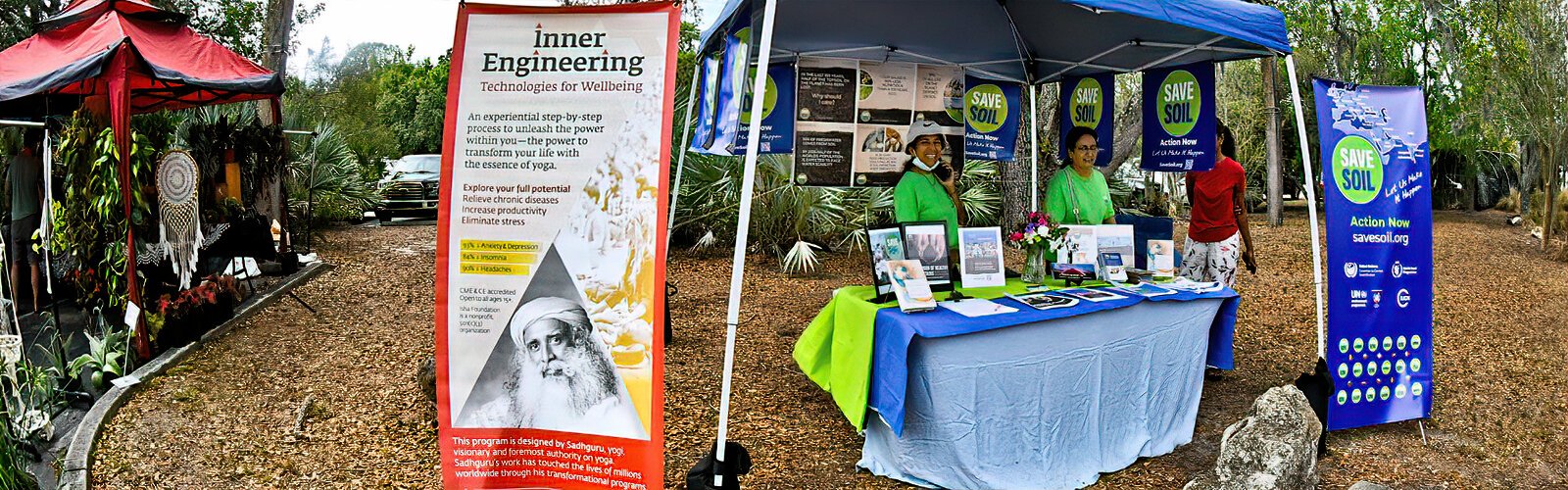 One group at EcoFest is Save Soil, a global movement launched by Indian yogi and visionary Sadhguru to create awareness about soil degradation and bring policies to safeguard soil health by increasing the organic content in soil.