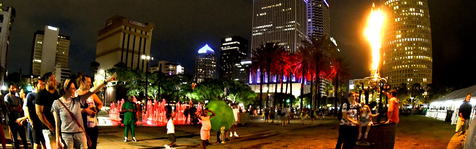 A mid-afternoon downpour and evening high winds at the Tampa Riverfest turned the Saturday inflation of hot-air balloons into a burner flame glow event that still provided fun and photo opportunities for festival-goers.