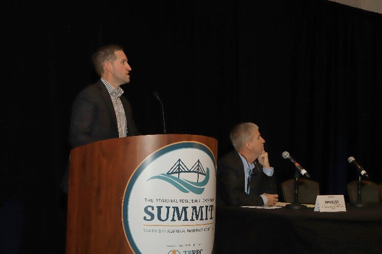 Florida Chief Resilience Officer Wesley Brooks and Tom Frazer, dean of the University of South Florida College of Marine Science and executive director of the Florida Flood Hub.