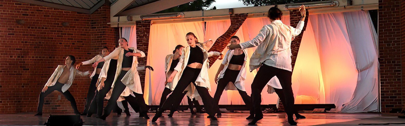 Tampa City Ballet dancers perform “HIVE," a piece choreographed by Paula Nunez and Bliss Kohlmyer with composer Nick Ewing, on stage at the Downtown Rotary Pavilion at Water Works Park.