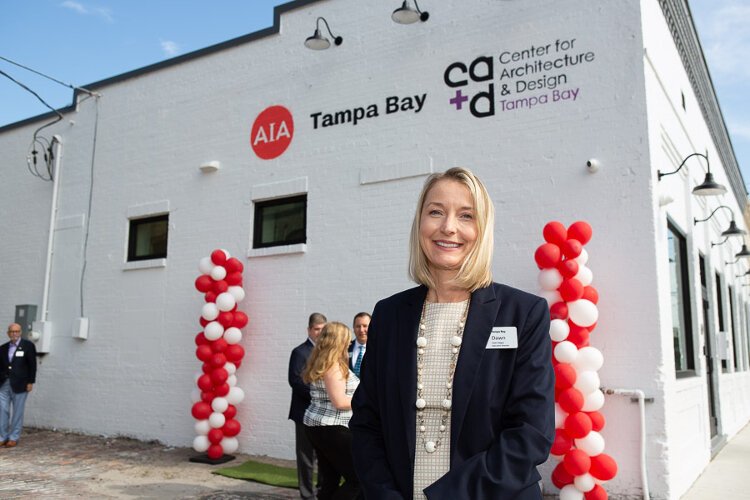 AIA Tampa Bay Executive Director Dawn Mages at the ribbon-cutting for the Center for Architecture & Design.
