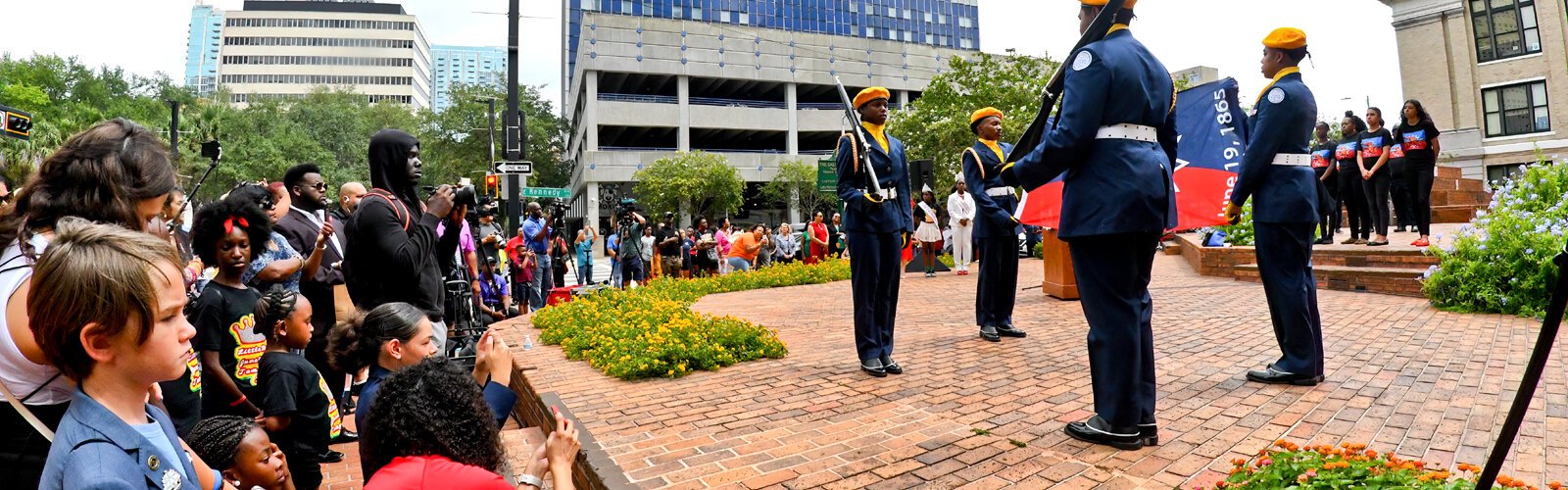 Standing for freedom and justice for Black Americans, the Juneteenth flag features the same colors as the American flag, red, white and blue, as a reminder that formerly enslaved people and their descendants are all Americans.