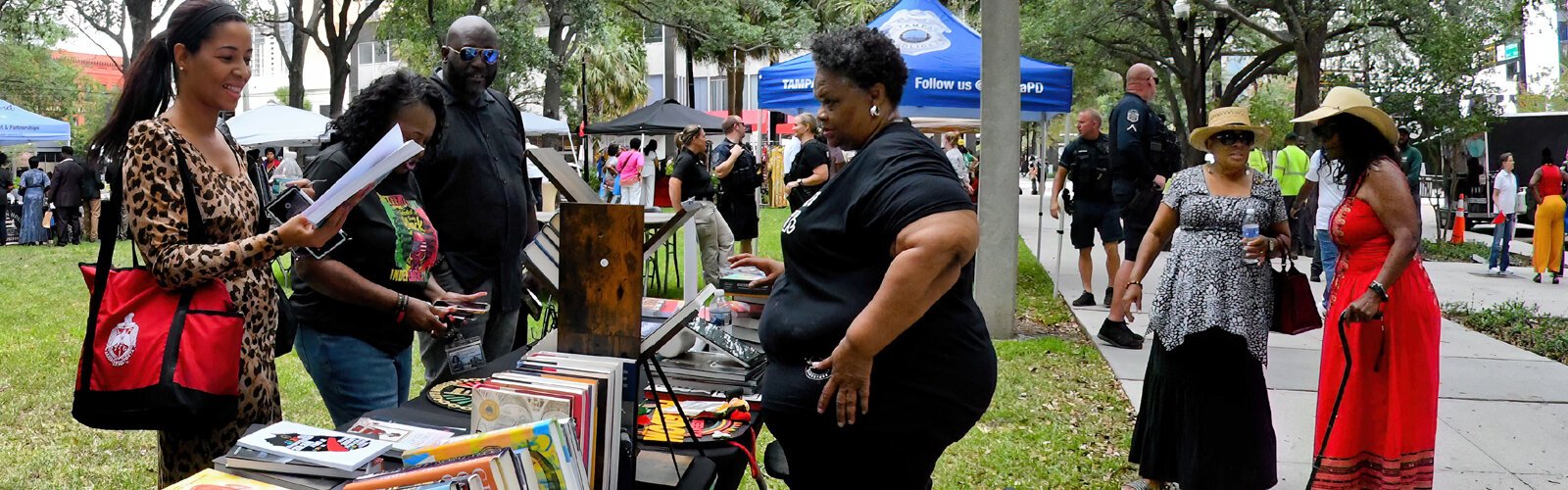 Following the Juneteenth flag-raising ceremony, a celebratory festival including local vendors, non-profit organizations, artists and musicians took place at Lykes Gaslight Park, across from Old City Hall in Tampa.