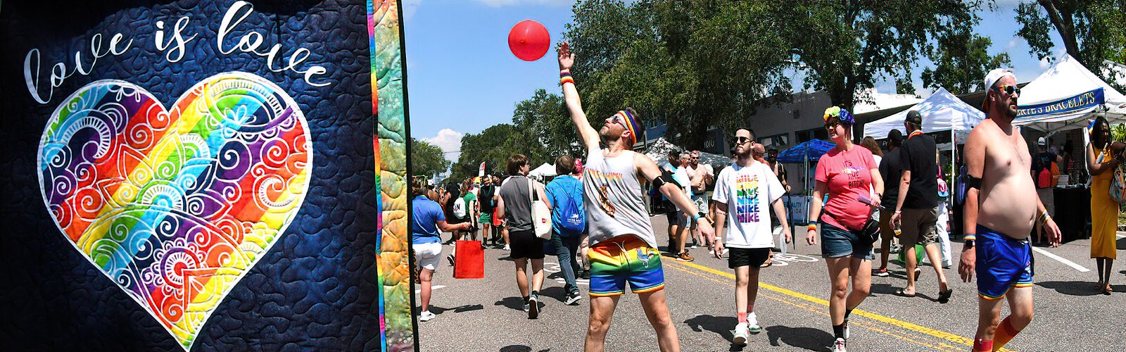 There are good times for everyone at the St Pete Pride street festival, which is packed with vendors, games and performers, and where the "Love is Love" slogan is ubiquitous.