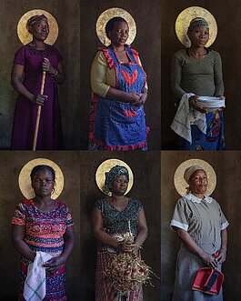Angelika Kollin's "Everyday Saints" series, with "Everyday Saint Lucy" in the upper left.