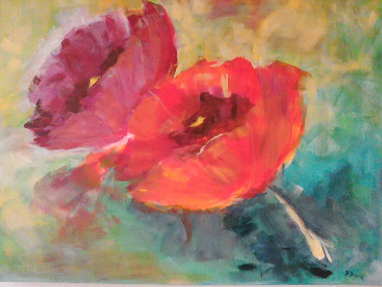 "Poppies" is part of an exhibit by Clearwater-based artist Donna Dyer on exhibit at Pinellas Ale Works in St. Petersburg from July 21st to September 1st.