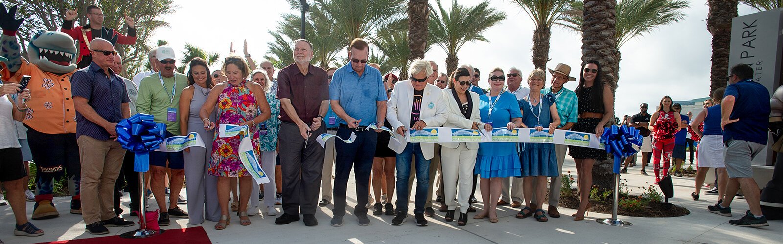 Clearwater Mayor Brian Aungst Sr. and other dignitaries cut the ribbon to officially open the new Coachman Park and concert venue The Sound.