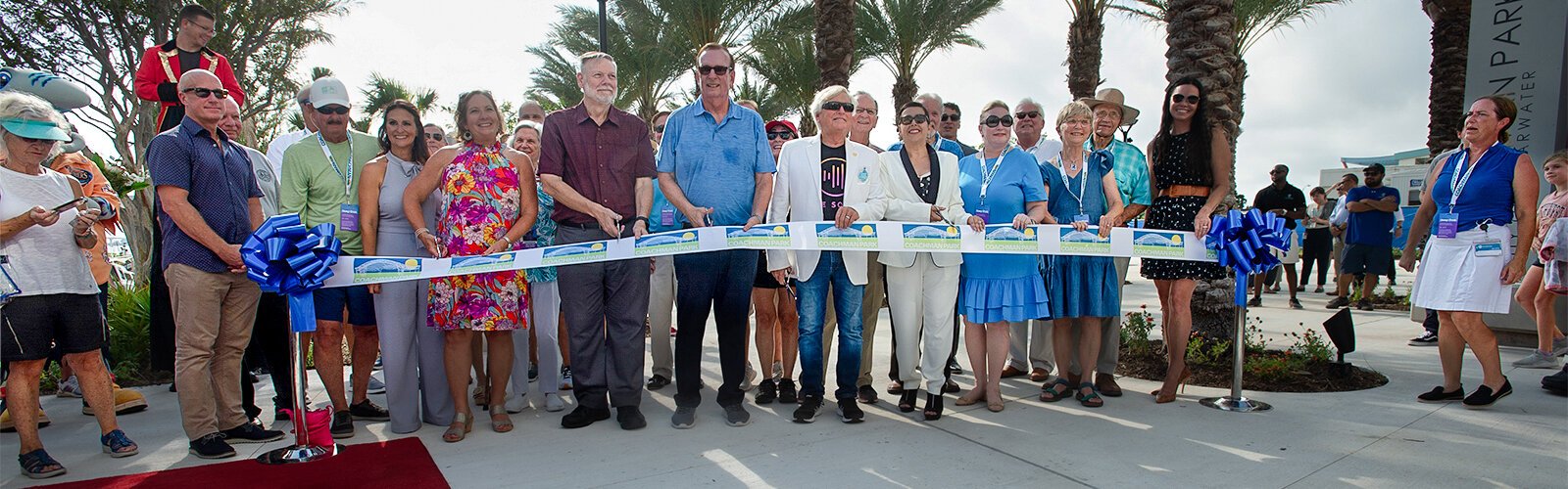 Clearwater Mayor Brian Aungst Sr. and other dignitaries cut the ribbon to officially open the new Coachman Park and concert venue The Sound.
