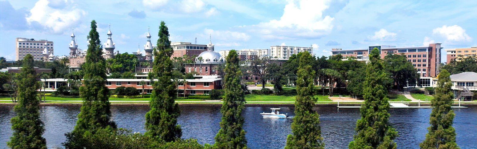 Sprawled along the west bank of the Hillsborough River, south of Julian B. Lane Riverfront Park, the University of Tampa is an urban oasis.